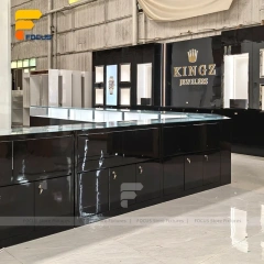 Custom Black Counter and Wall Display Cabinet Set