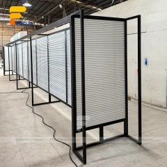 Custom Black Framed Corner Booth Display Rack