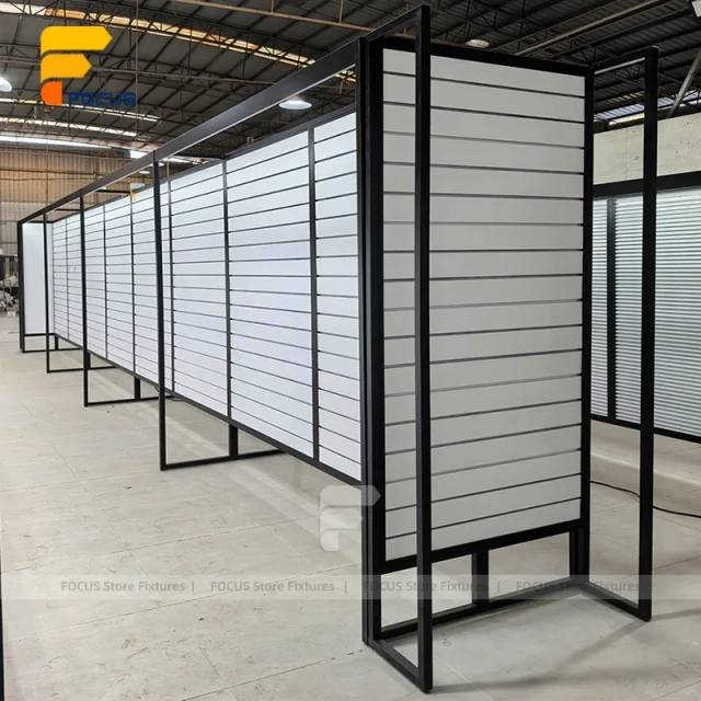 Custom Black Framed Corner Booth Display Rack