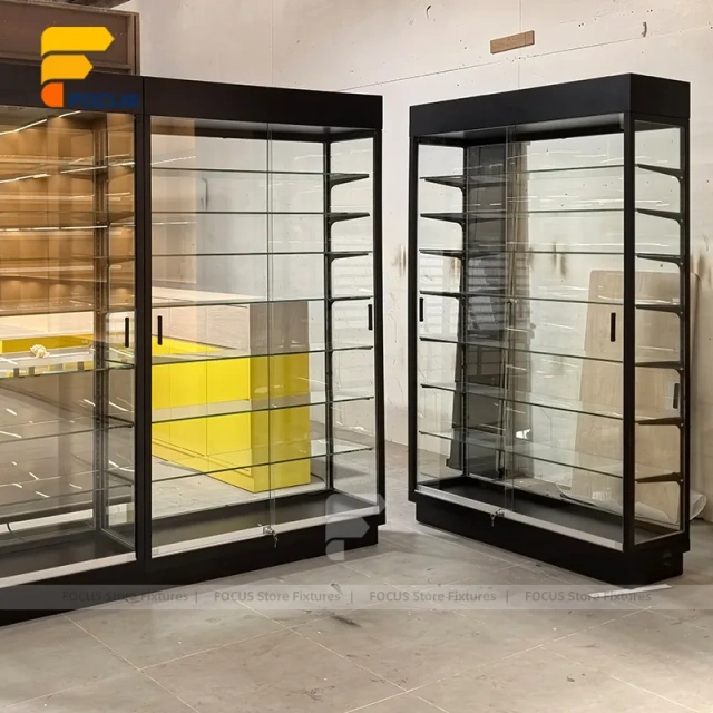Custom Black Framed Corner Entry Display Cabinet
