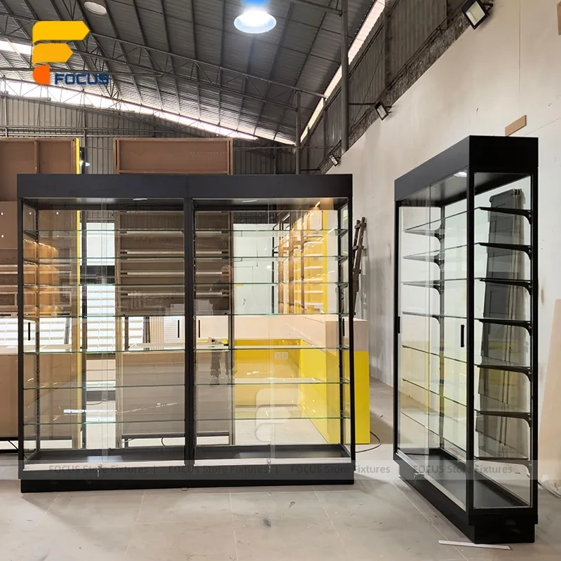 Custom Black Framed Corner Entry Display Cabinet