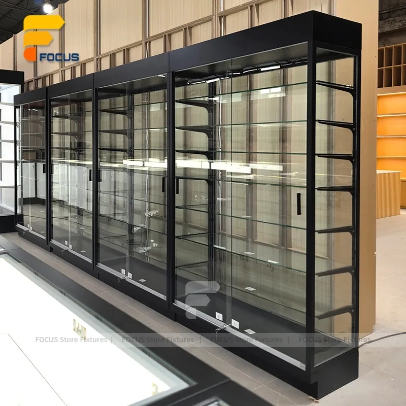 Custom Black Framed Corner Entry Display Cabinet