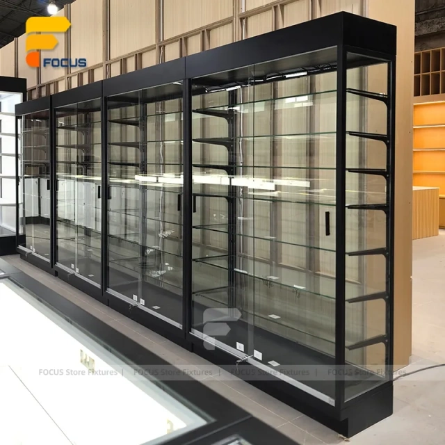 Custom Black Framed Corner Entry Display Cabinet