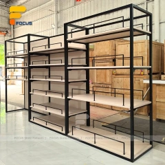 Custom Black Framed Curved Wall Display Rack