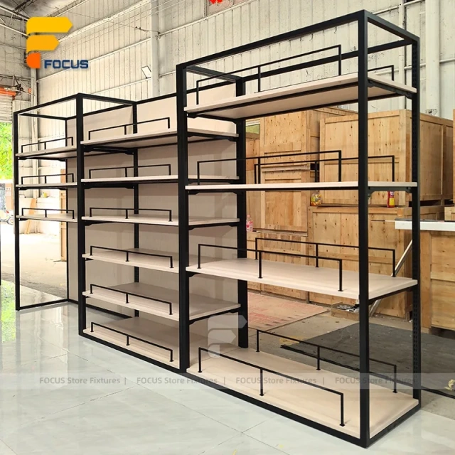 Custom Black Framed Curved Wall Display Rack