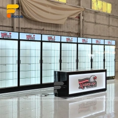 Custom Black Framed Illuminated Door Display Cabinet
