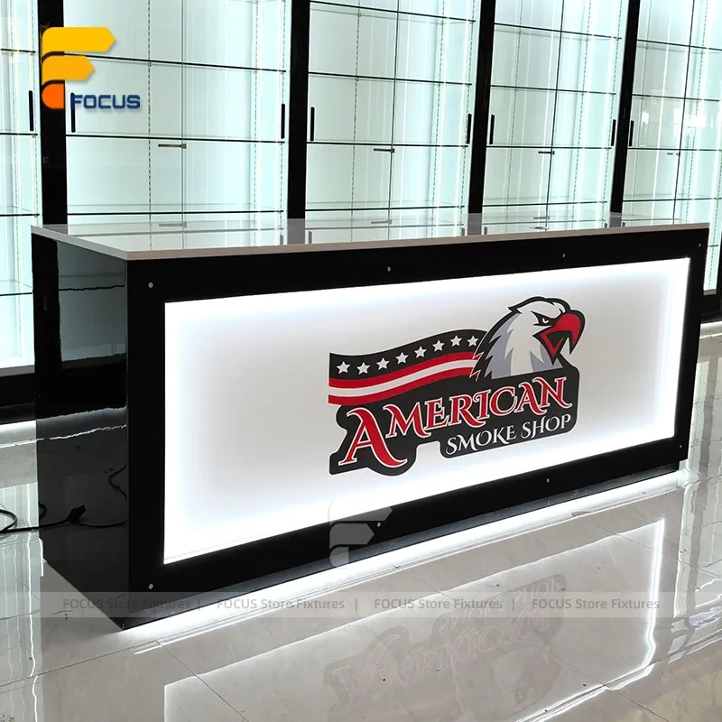 Custom Black Framed Illuminated Door Display Cabinet