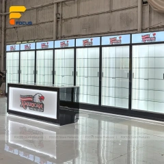 Custom Black Framed Illuminated Door Display Cabinet