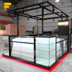 Custom Black Framed Kiosk Glass Showcase