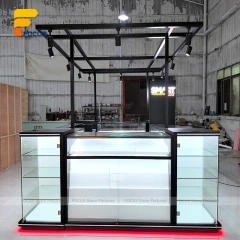 Custom Black Framed Kiosk Glass Showcase