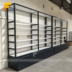 Custom Black Framed Open Display Rack Partition