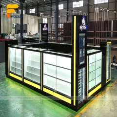 Custom Black Illuminated Checkout Glass Showcase