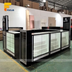 Custom Black Illuminated Checkout Glass Showcase
