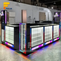 Custom Black Illuminated Checkout Glass Showcase