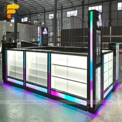 Custom Black Illuminated Checkout Glass Showcase