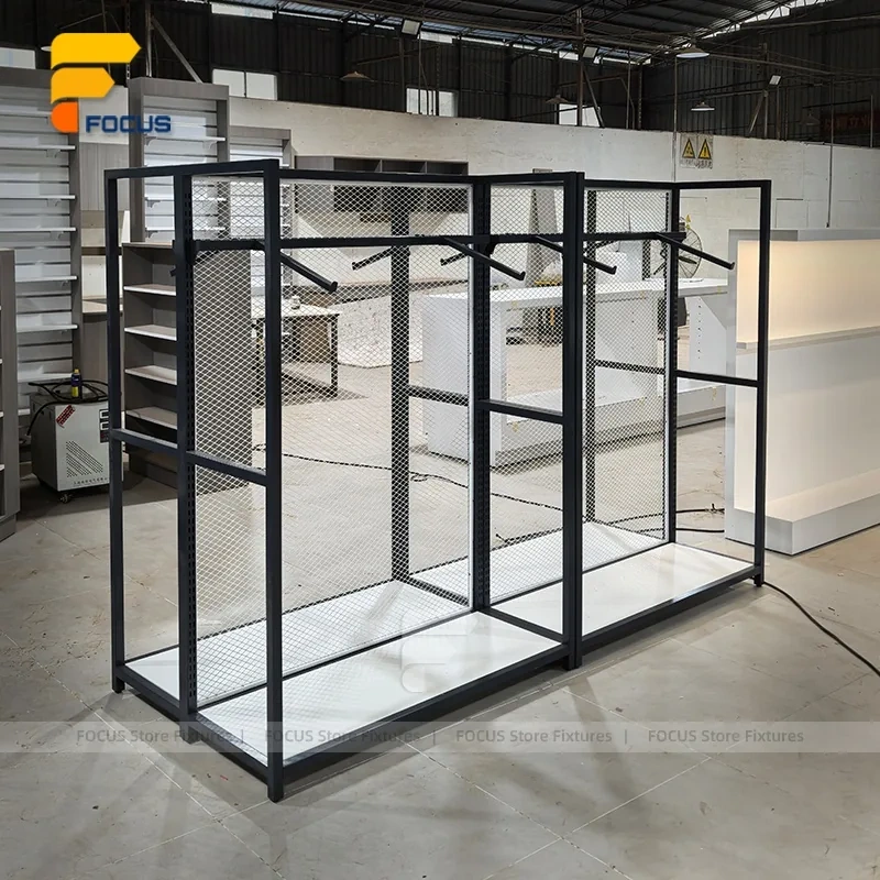 Custom Black Metal Multi Shelf Display Rack