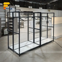 Custom Black Metal Multi Shelf Display Rack