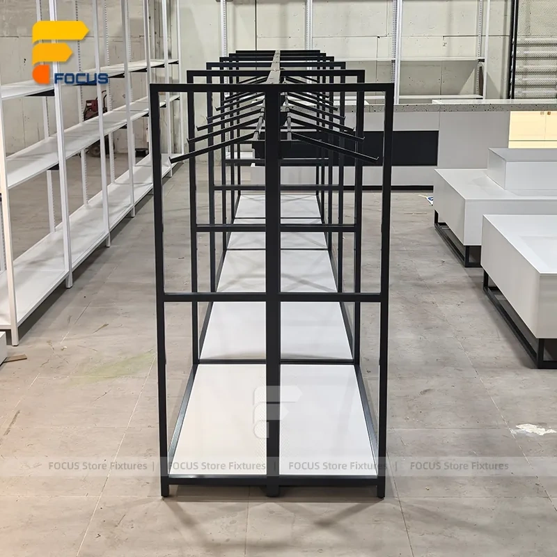 Custom Black Metal Multi Shelf Display Rack