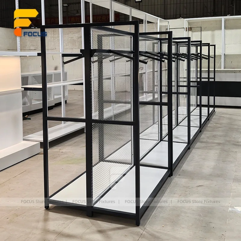 Custom Black Metal Multi Shelf Display Rack