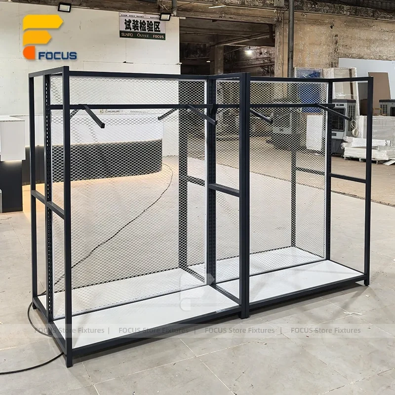 Custom Black Metal Multi Shelf Display Rack