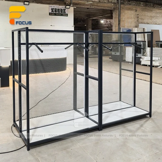 Custom Black Metal Multi Shelf Display Rack