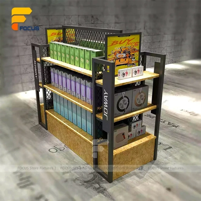 Custom Black Metal Snack Floor Display Stand