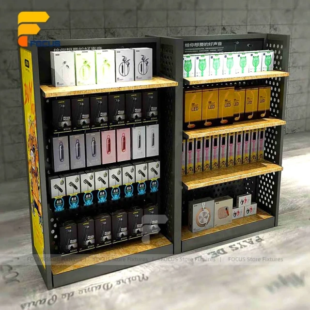 Custom Black Metal Snack Floor Display Stand