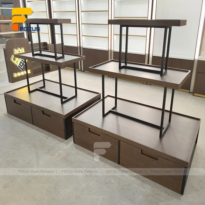 Custom Black Metal Tier Shelving Display Stand