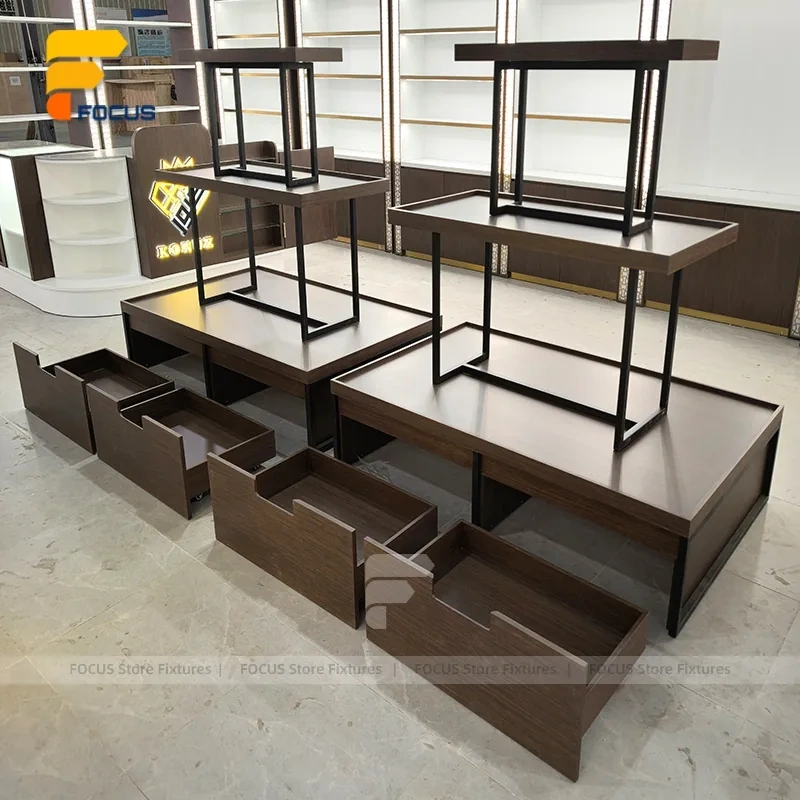 Custom Black Metal Tier Shelving Display Stand