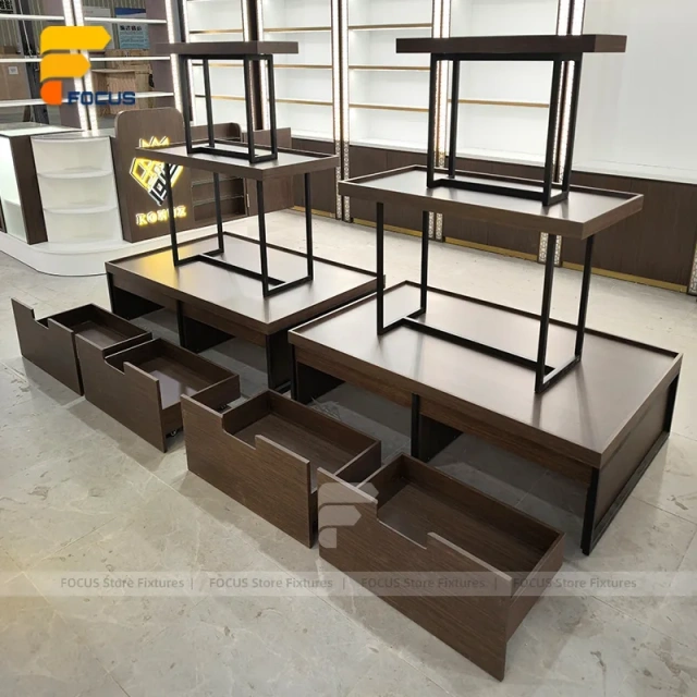 Custom Black Metal Tier Shelving Display Stand