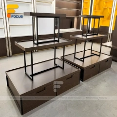 Custom Black Metal Tier Shelving Display Stand
