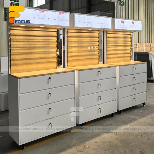 Custom Black Slatwall Display Stand System