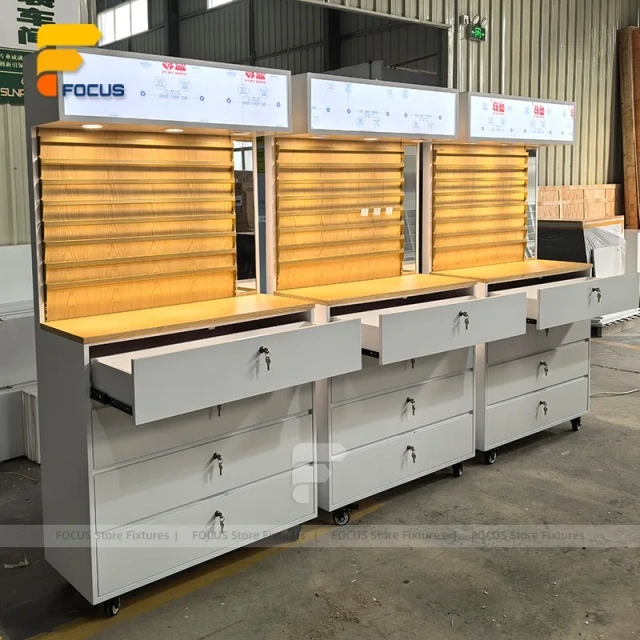 Custom Black Slatwall Display Stand System