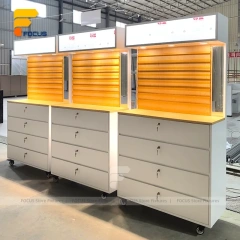 Custom Black Slatwall Display Stand System