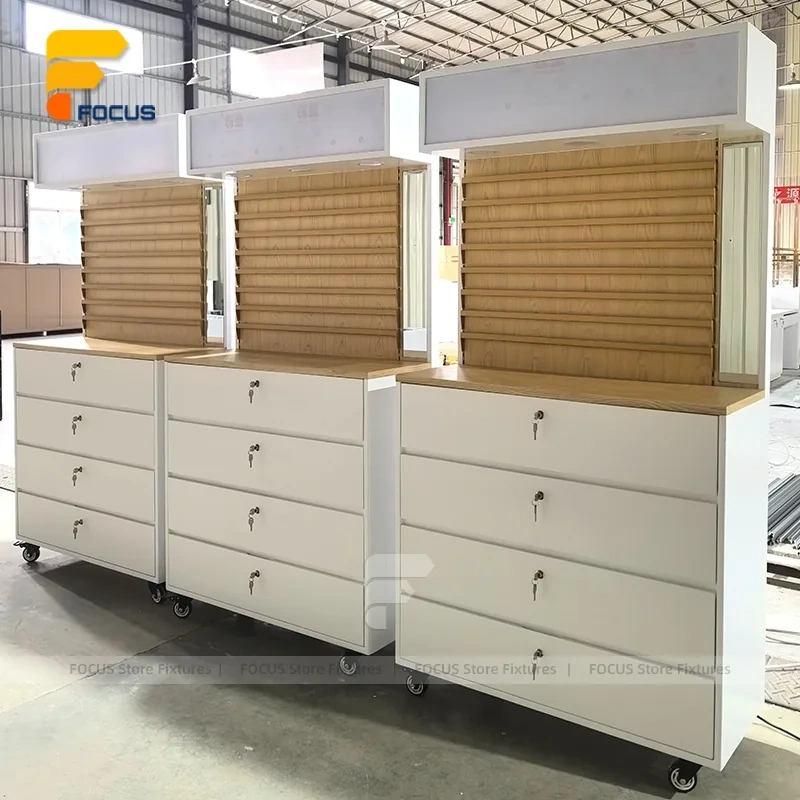Custom Black Slatwall Display Stand System