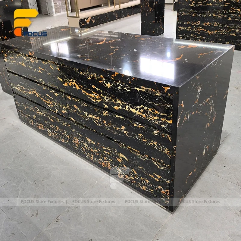 Custom Black Stone Reception Display Stand