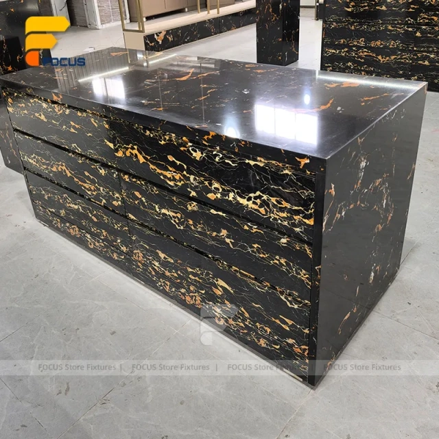 Custom Black Stone Reception Display Stand