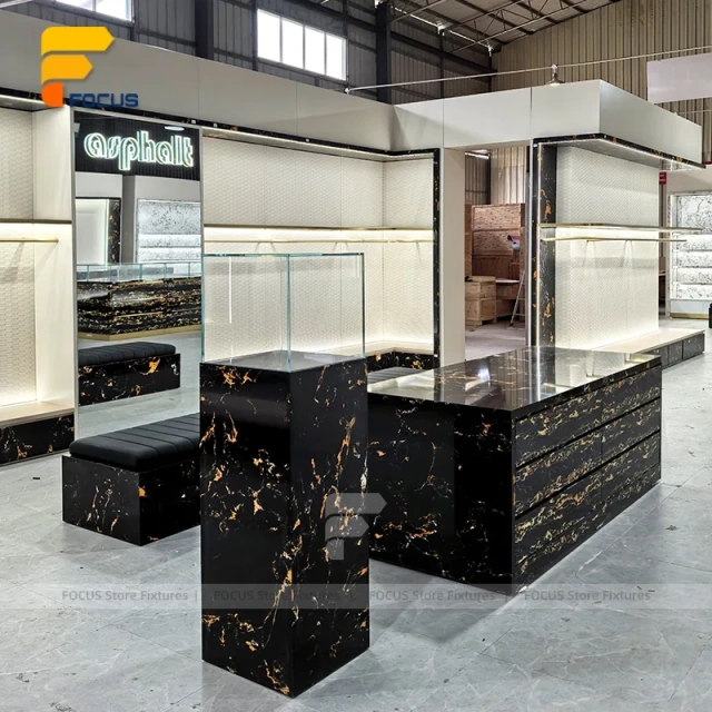 Custom Black Stone Reception Display Stand