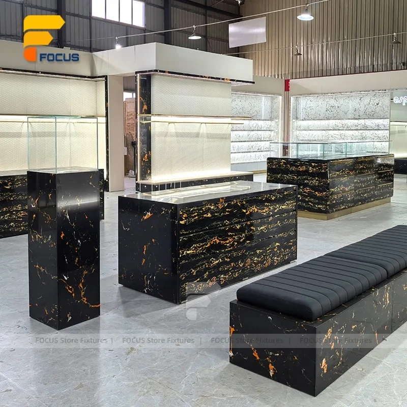 Custom Black Stone Reception Display Stand