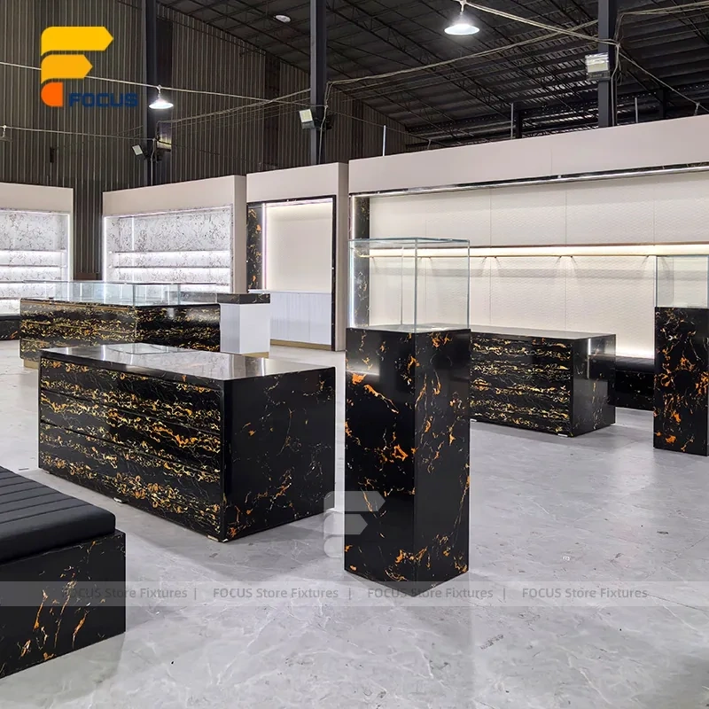 Custom Black Stone Reception Display Stand