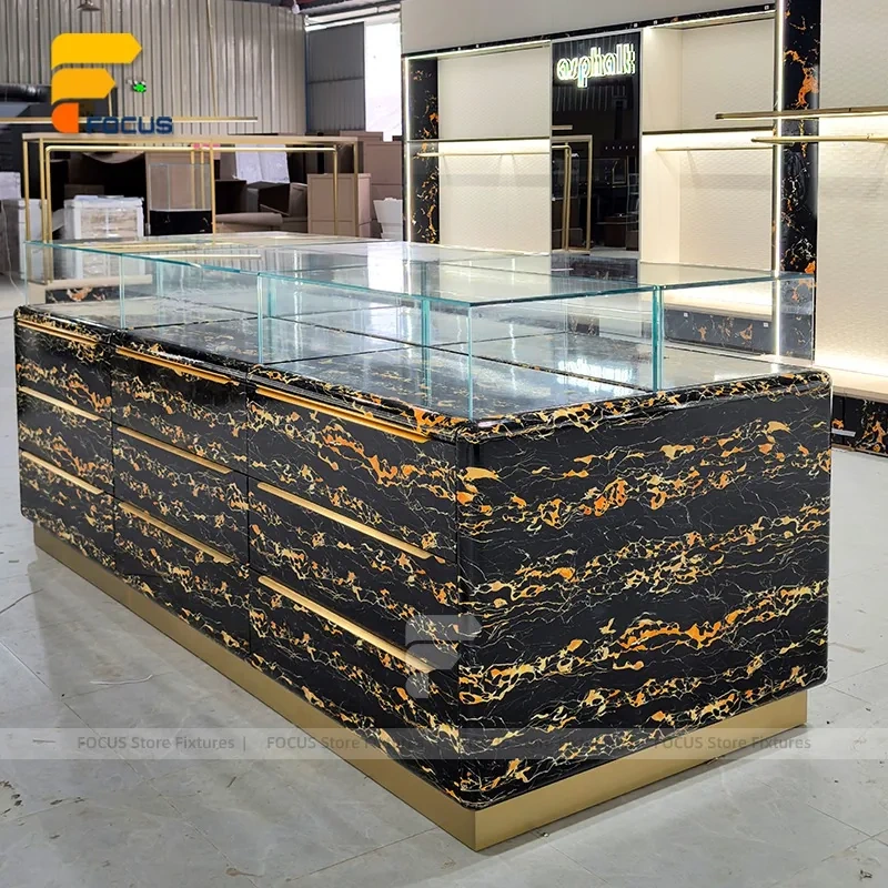 Custom Black Stone Reception Display Stand