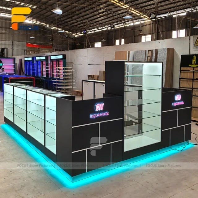 Custom Black and White Jewelry Glass Showcase Counter