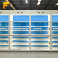 Custom Blue Back Panel Retail Display Cabinet