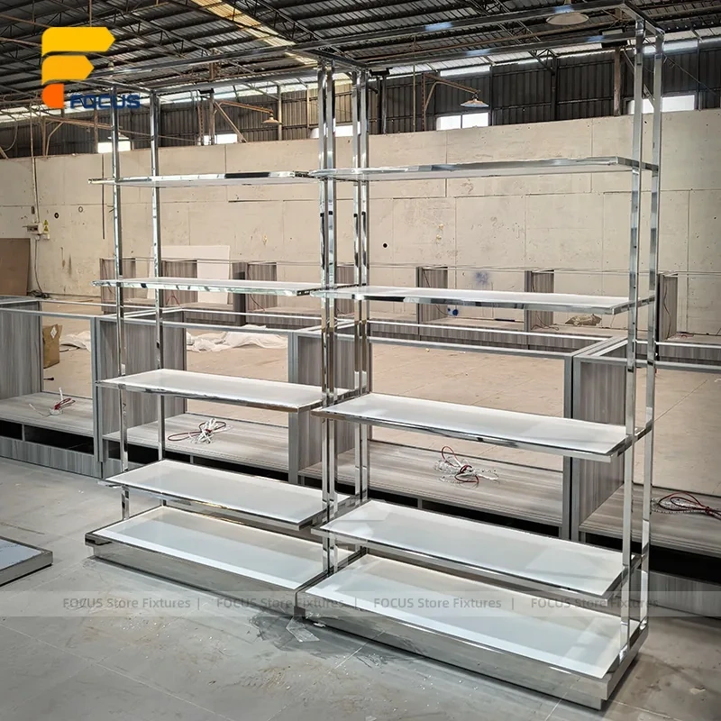 Custom Curved White Wall Display Rack