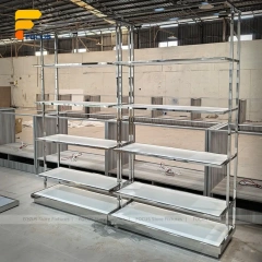 Custom Curved White Wall Display Rack