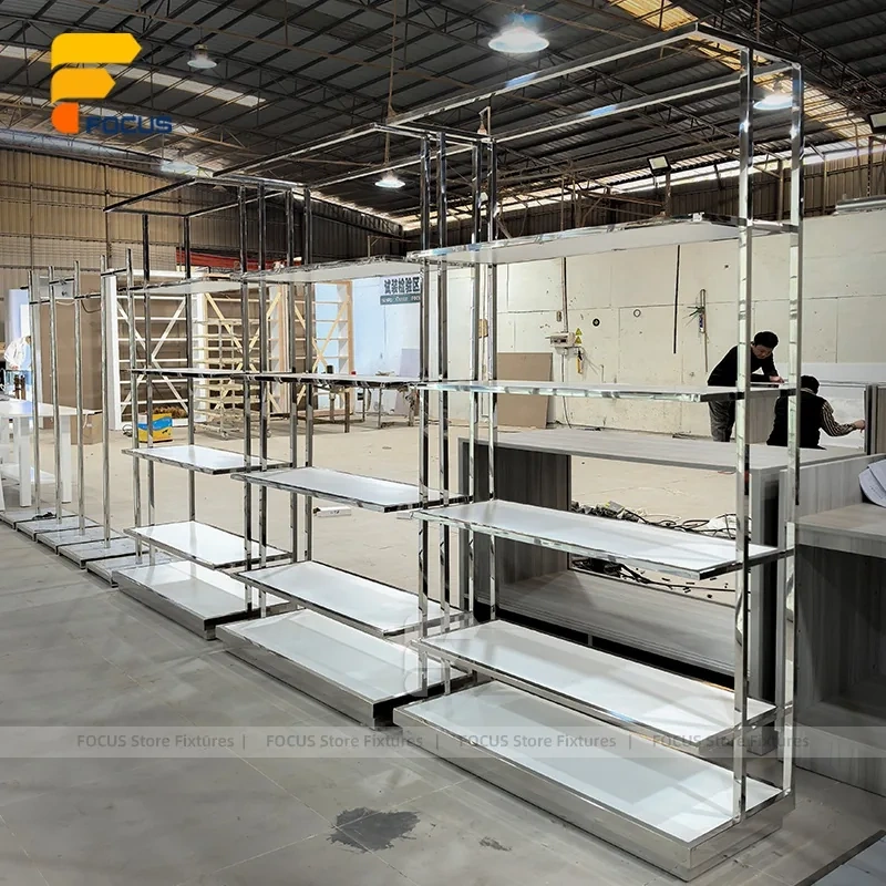 Custom Curved White Wall Display Rack