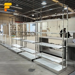 Custom Curved White Wall Display Rack