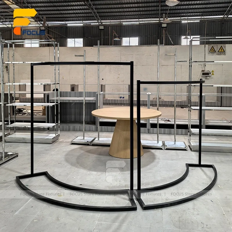 Custom Curved White Wall Display Rack