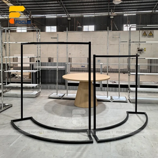 Custom Curved White Wall Display Rack