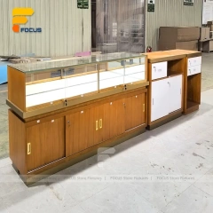 Custom Curved Wood Jewelry Glass Showcase Counter